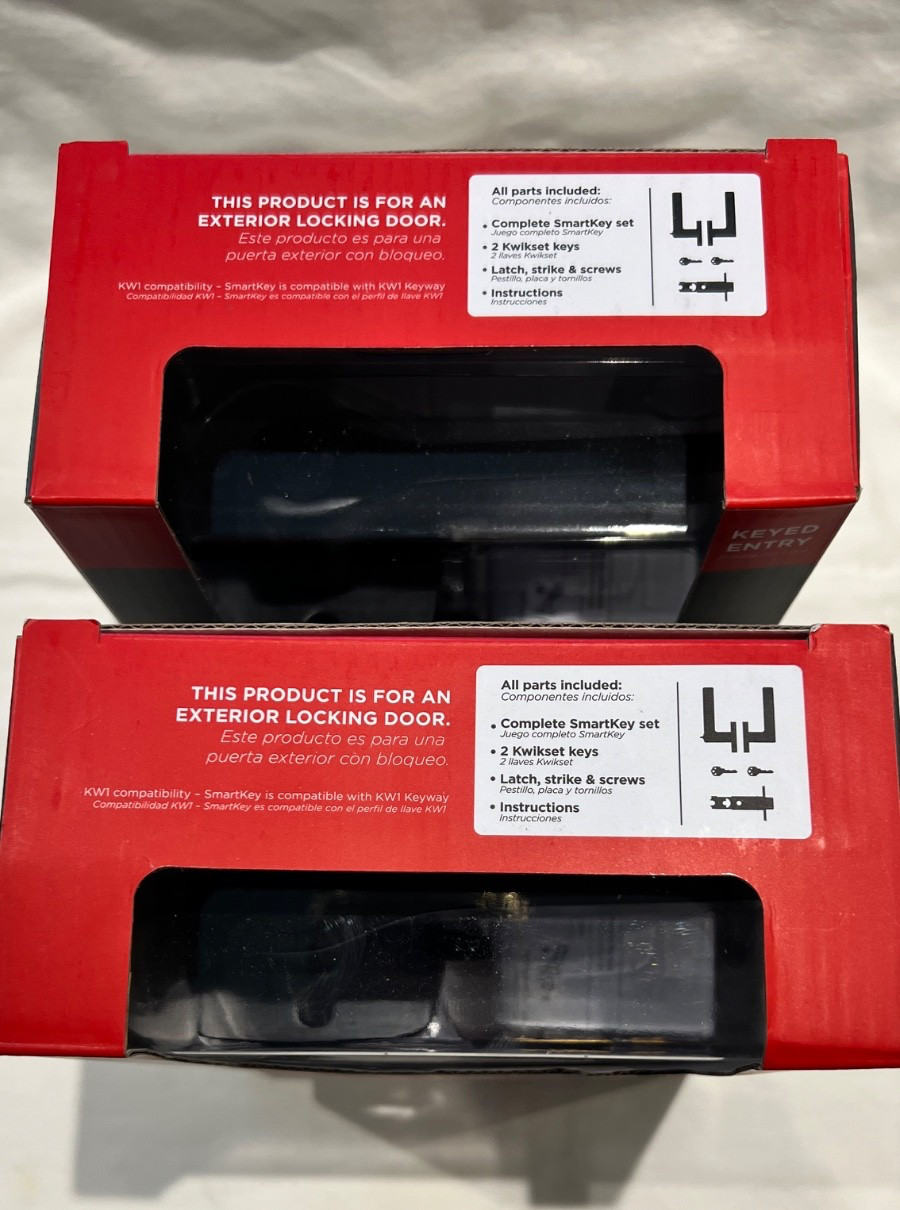 Kwikset Tripoli Matte Black Keyed Alike Entry Door Lever Lock Smartkey (Qty-2)