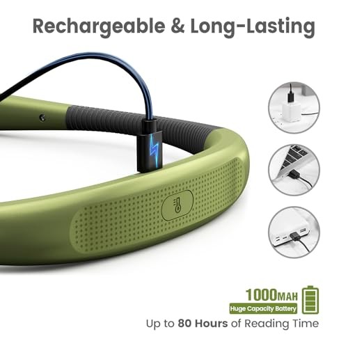Glocusent Book Light, 3-Color & 6-Brightness Reading Light, Medium Green