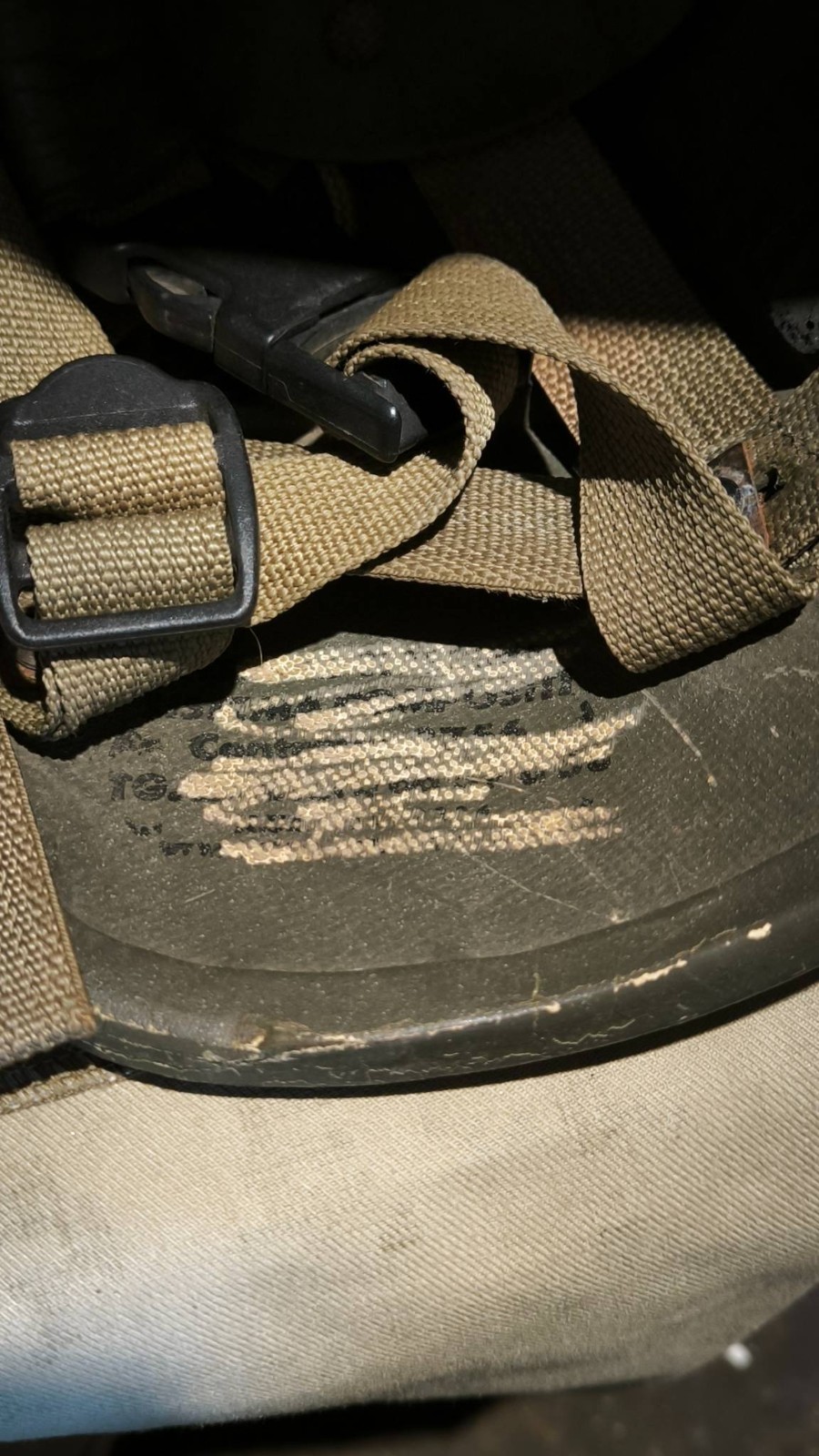 Original helmet of a Russian soldier. Donetsk region, Ukraine