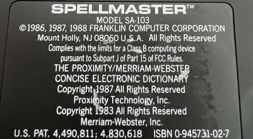 FRANKLIN Computer Spell Master SA-103 Electronic Speller