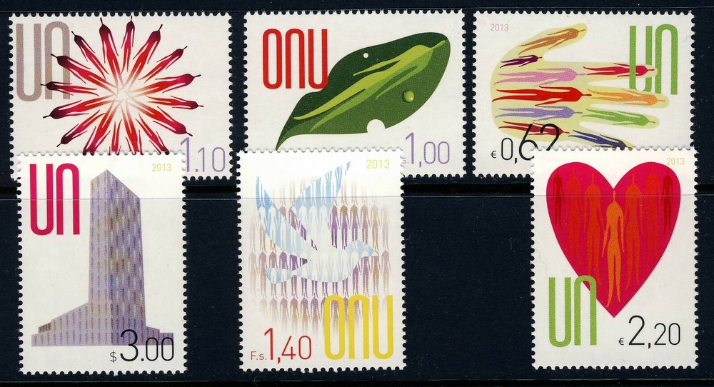 UN - NY+GEN+VIE . 2013 Definitive Stamps (6) . Mint Never Hinged