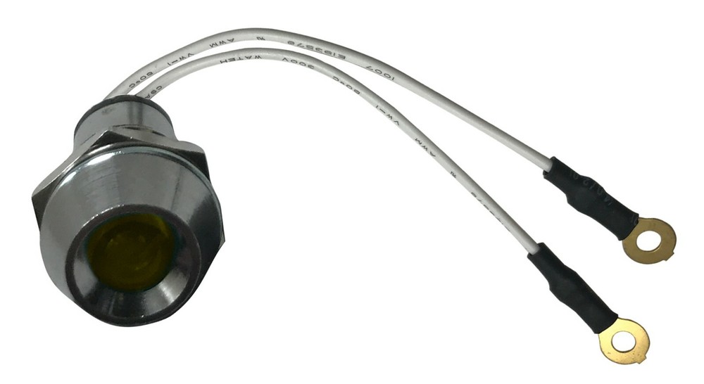 5 Pack of Universal 12V Amber LED Lamp Dash Panel Pilot Indicator Light - Chrome