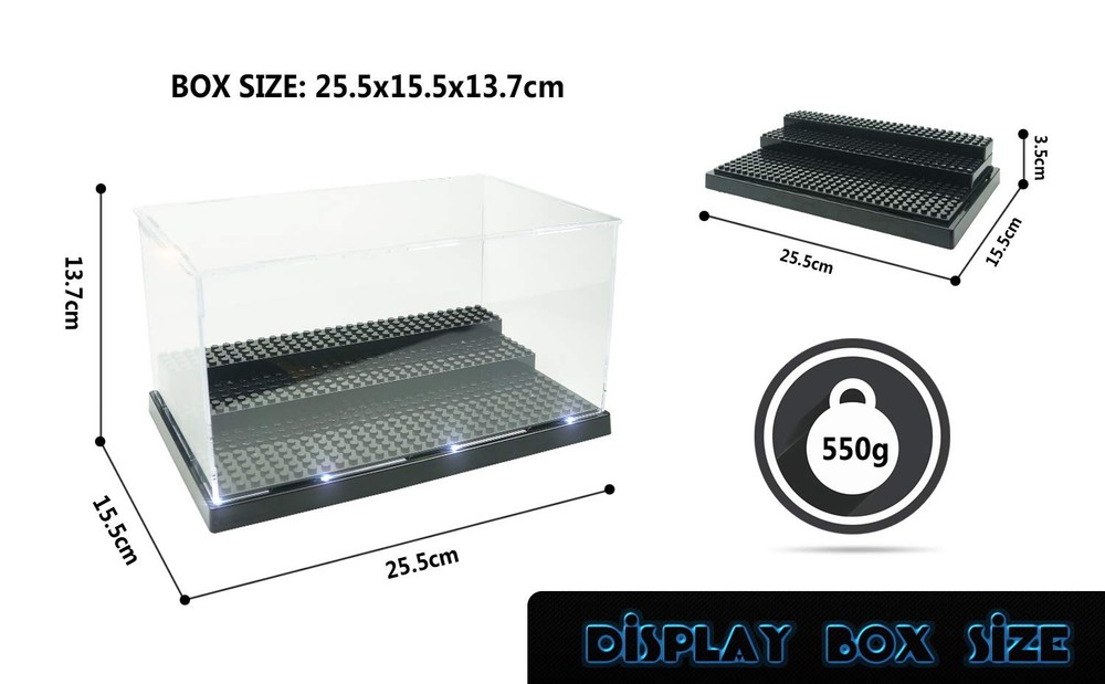 Display Case for Minifigure Action Figures Blocks, Box Storage Black