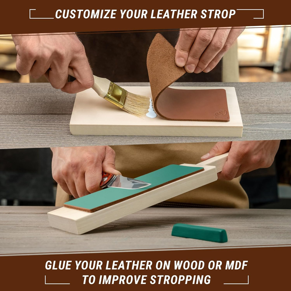 Stropping Leather Strop for Knife Sharpening Strop LS2P1 - Knife Stropping Kit 3