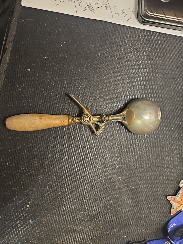 Antique Ice Cream Scooper Wood Handle