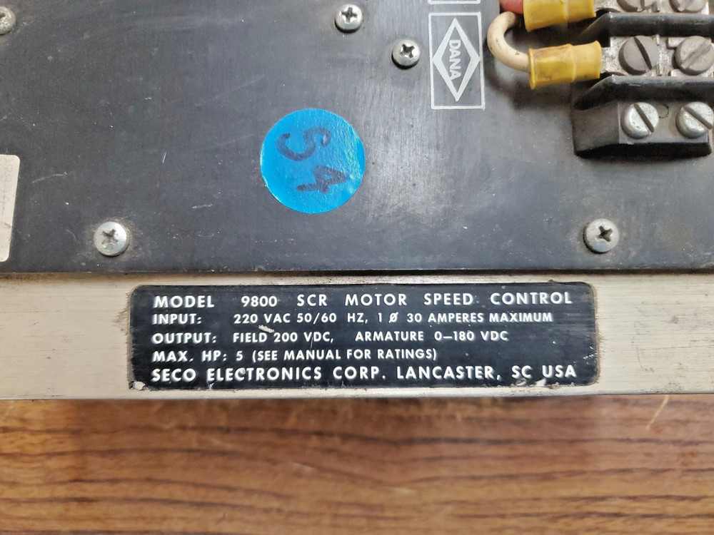 SECO ELECTRONICS SCR MOTOR SPEED CONTROL 9800 (VR17)