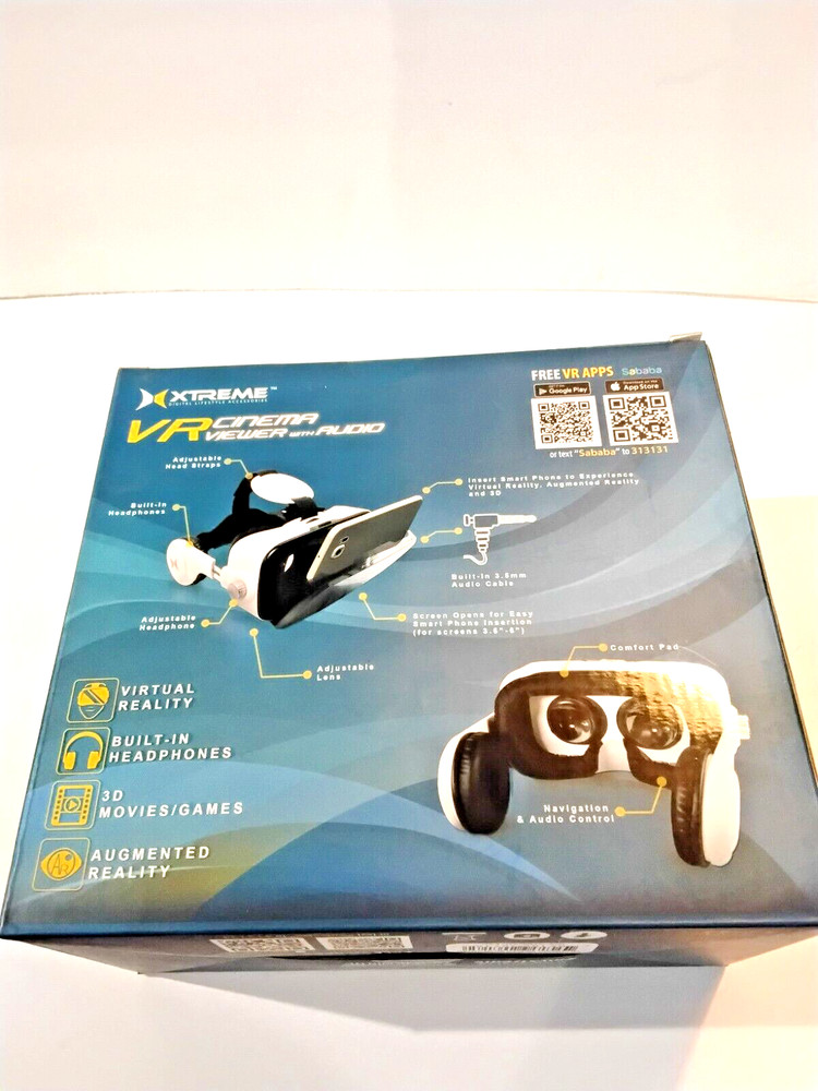 VR Cinema Viewer With Audio. Virtual Reality Headset.
