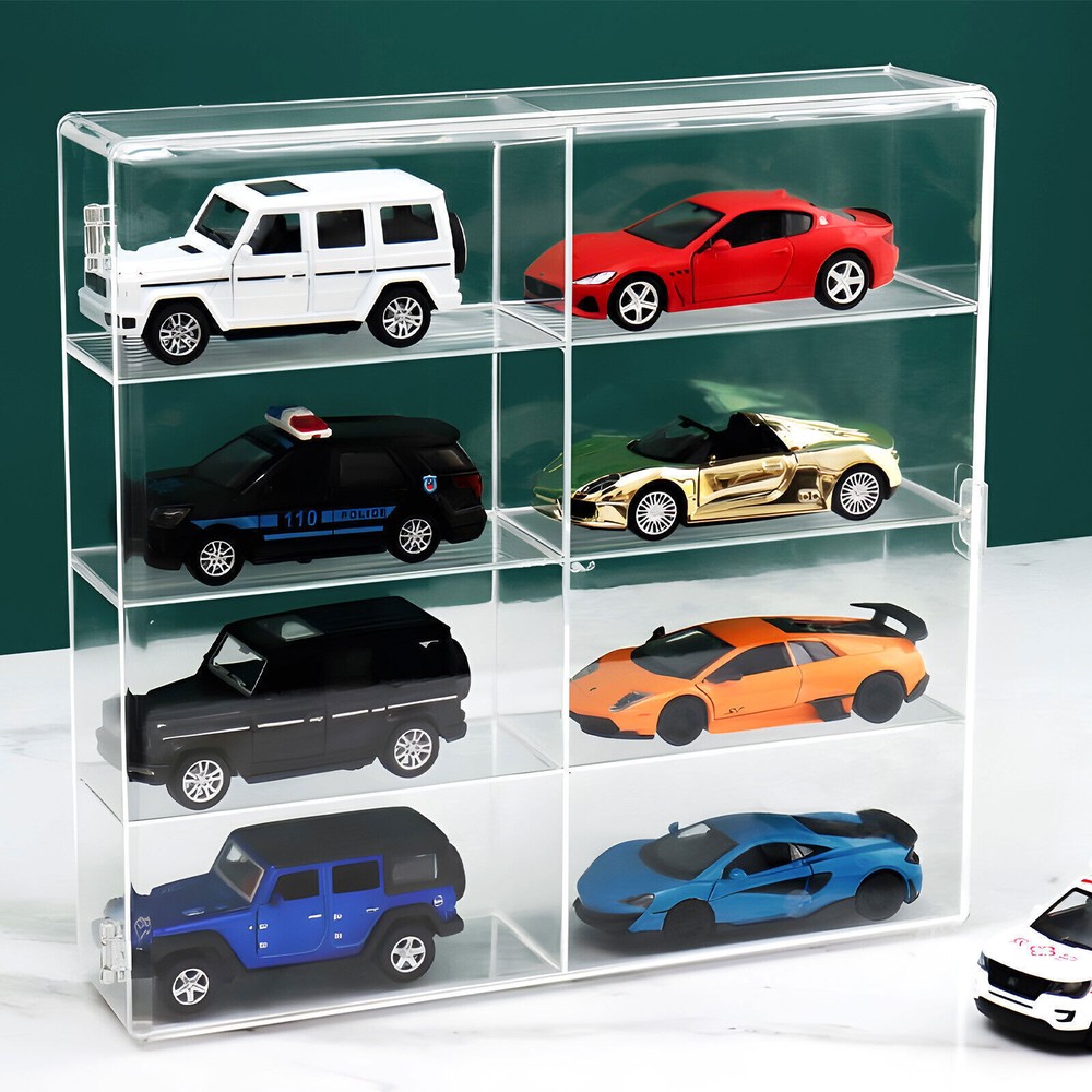 4Pcs Car Display Case 1/64 Scale Compatible With Hot Wheels 32 Compartments