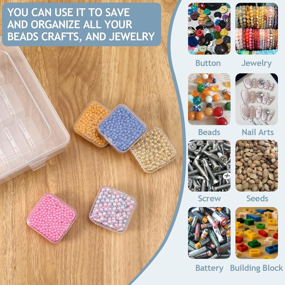 Bead Organizer Box, 30pcs Small Clear Plastic Storage Containers, Craft Storage