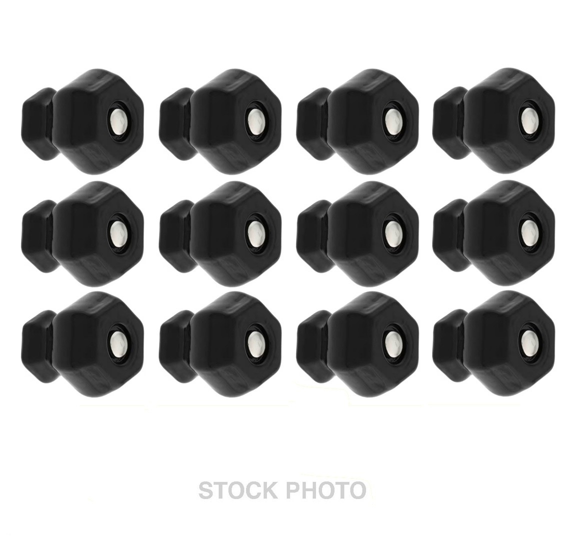 Set 12 NEW Small 1” BLACK Hexagonal GLASS Cabinet KNOBS w/ Nickel Bolts