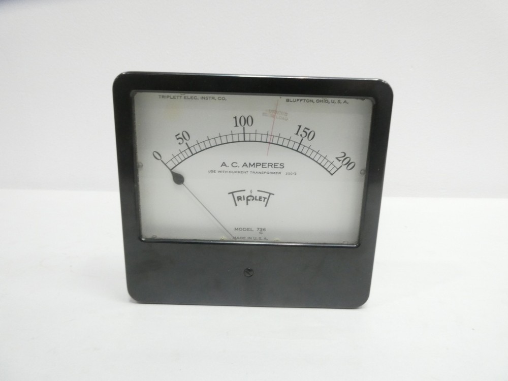Triplett 736 Ac Amperes Panel Meter 0-200a