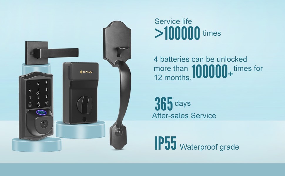 Smart Deadbolt Fingerprint Door Lock with Handle Set, App Control,Voice Prompts