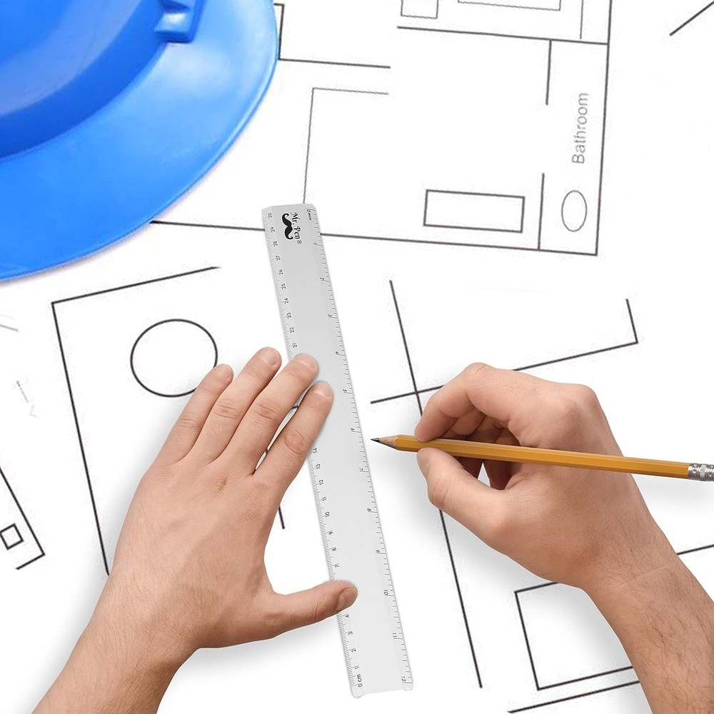 Metal Geometry Kit - 4Pack Set Square, Protractor, Aluminum Ruler, Drafting Tria
