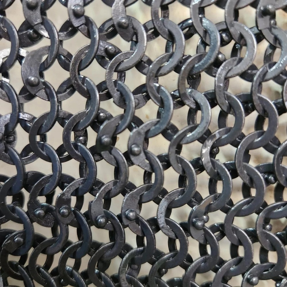 "9mm Flat Riveted Chainmail Shirt | Solid Rings Hauberk | Front-Open Medieval