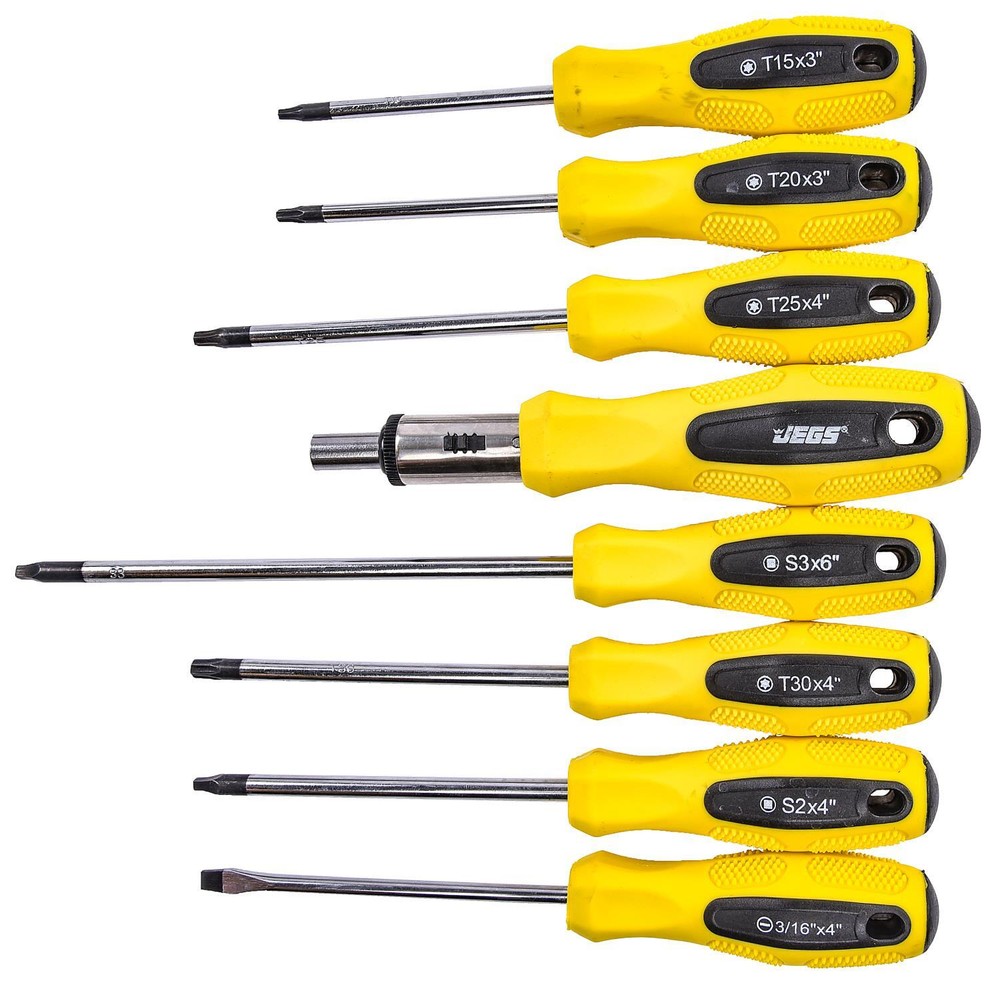 JEGS 100 Piece Screwdriver & Bit Set with Storage Rack 81384