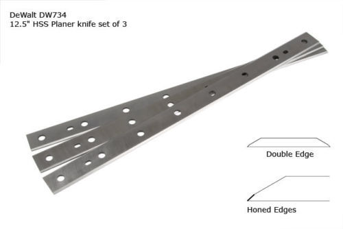 12.5" HSS Planer Knives Replace for DeWalt DW734, Pack of 3