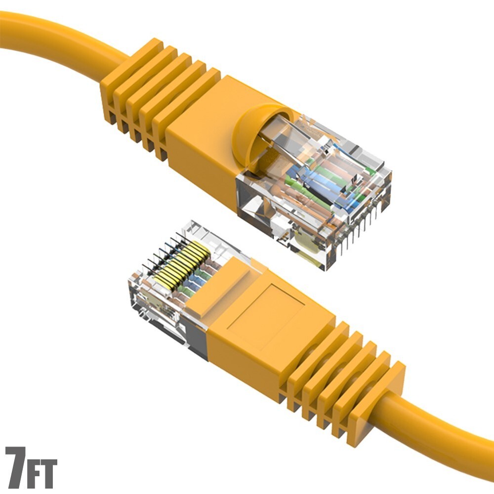 7FT Cat5E RJ45 Ethernet LAN Network UTP Snagless Patch Cable Pure Copper Yellow