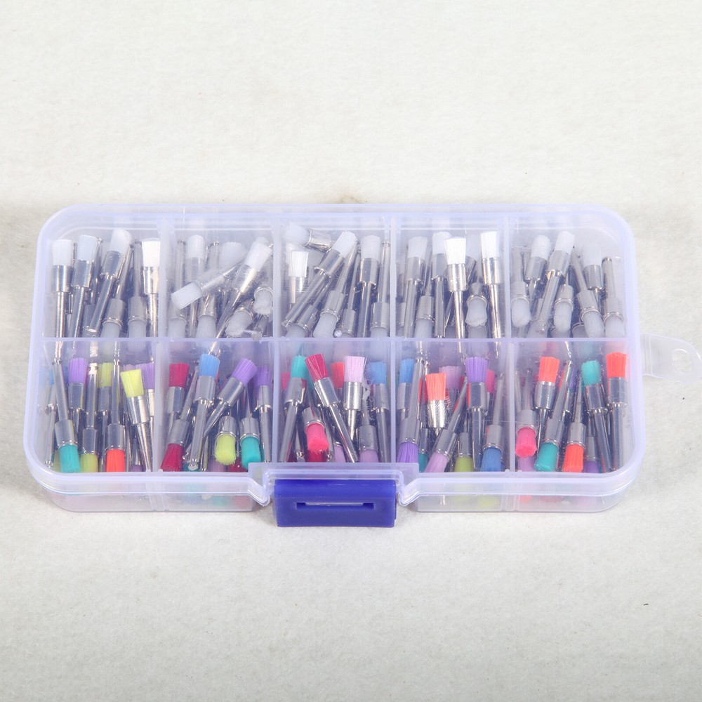 200pcs Mixed Dental latch type prophy polishing brush flat E-type Brushes