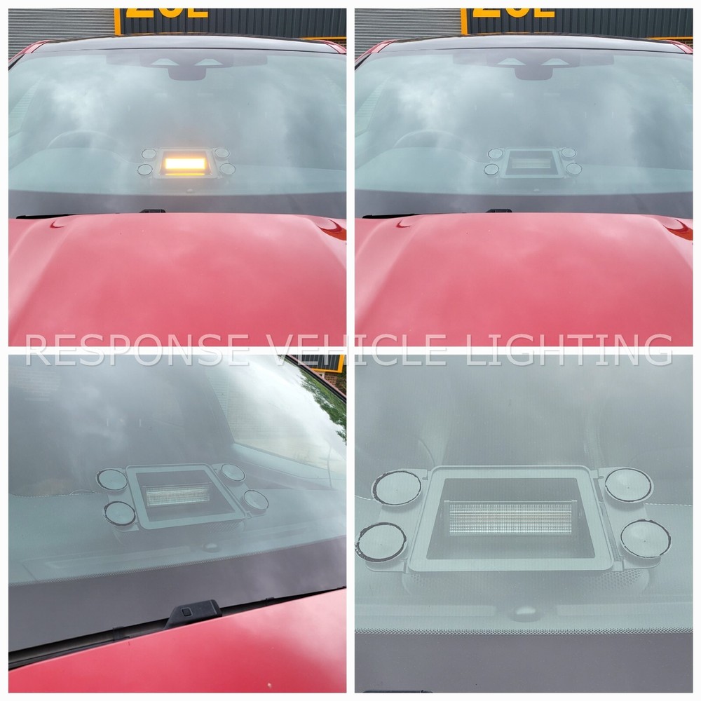 Amber White Dual Colour LED Dash Mount Strobe Flashing Warning Light Beacon R65