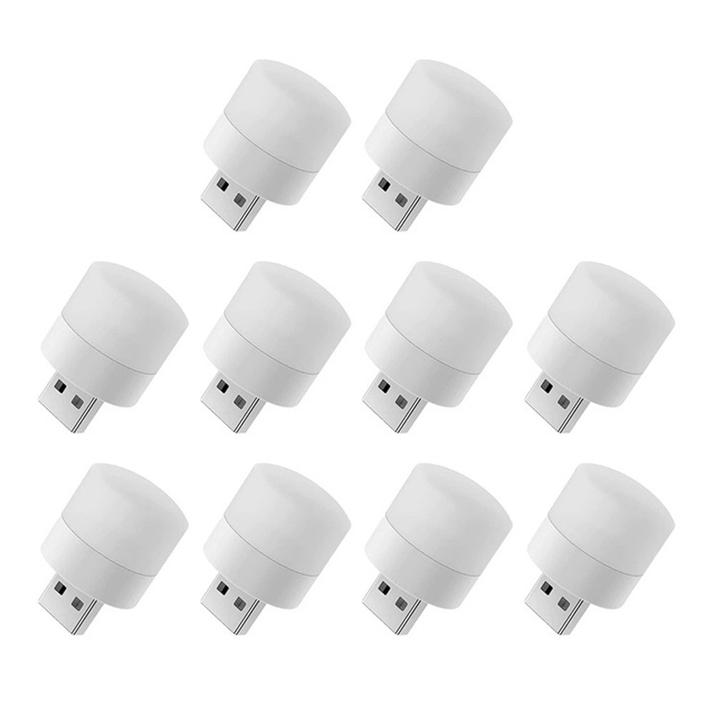 10Pcs USB Night Light USB Plug Computer Mobile  LED Night Lamp, White Light P1L9