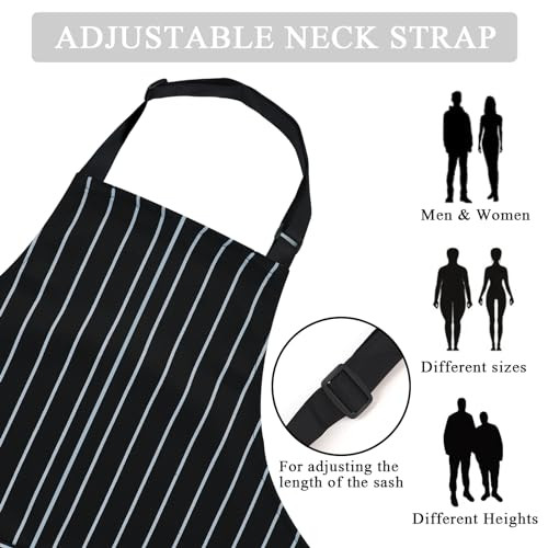 2 Pack Apron - Unisex, Adjustable Bib Kitchen Apron, Cooking Apron, 2 Black a