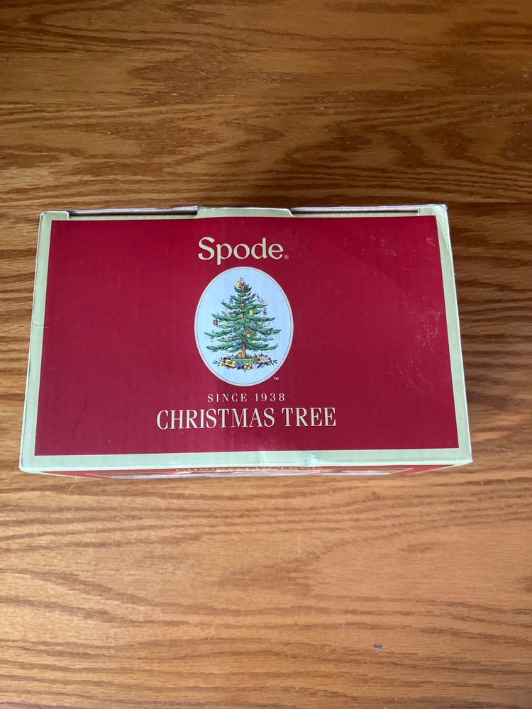Spode Christmas Tree Peppermint Handle Basket Candy Dish 6.5" MINT IN BOX WOW