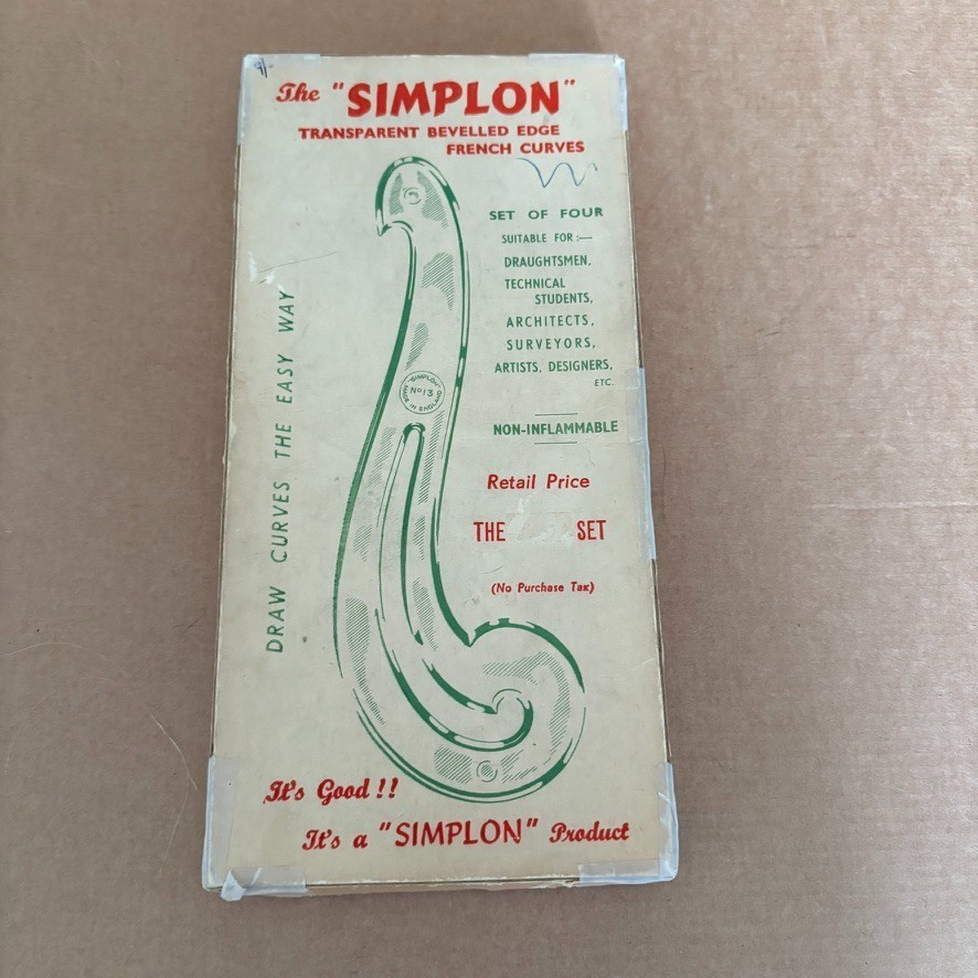 VTG Drawing Engineering Tools Original Box SIMPLON French Curves Arclight Radius