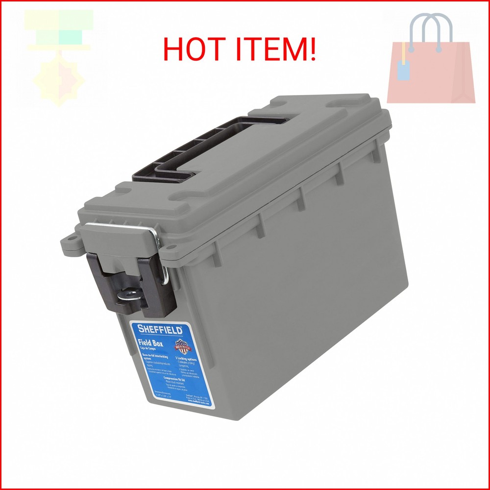 Sheffield 12628 Ammo Storage Box, Stackable .30 Cal Field Boxes, Water and Dust