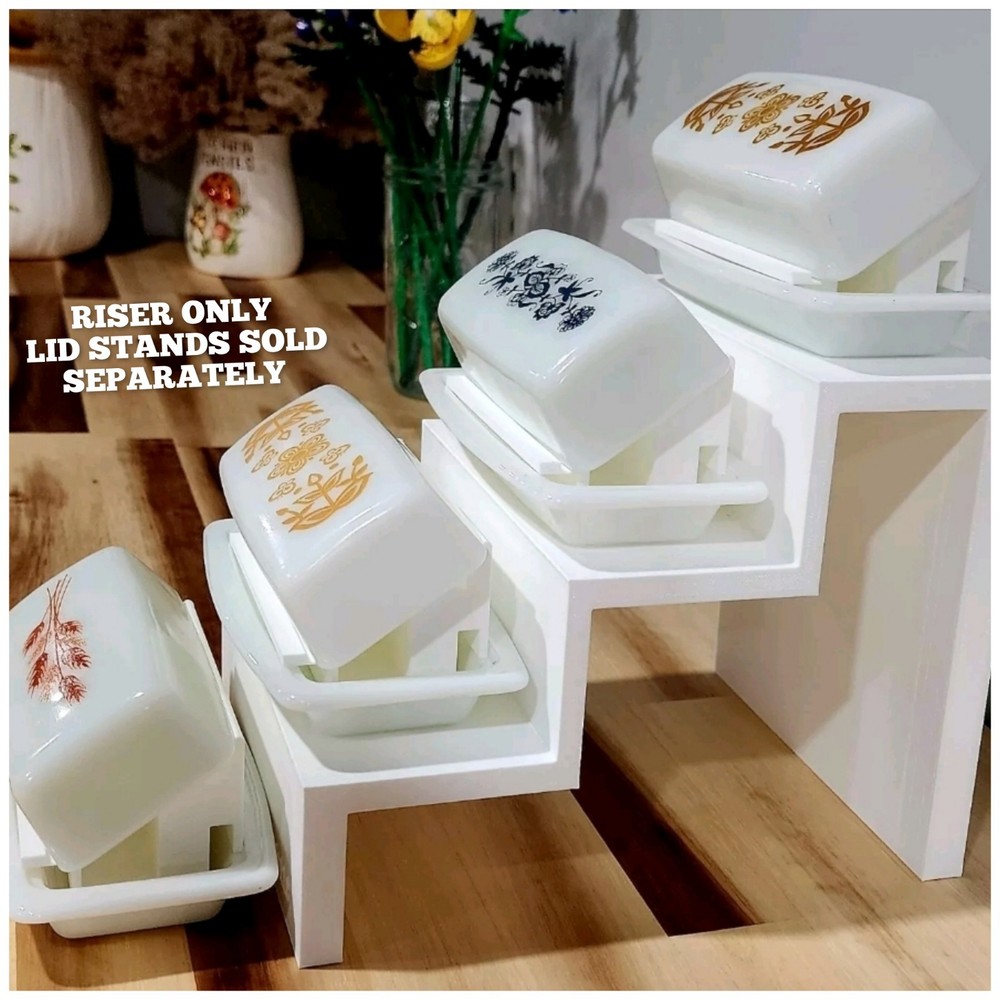 Vertical Butter Dish Riser Holds Pyrex  - Space Saving  RARE HTF