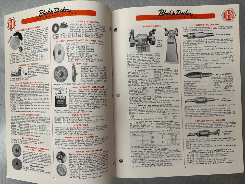2 1956 Black & Decker Tools Catalogs With Price List