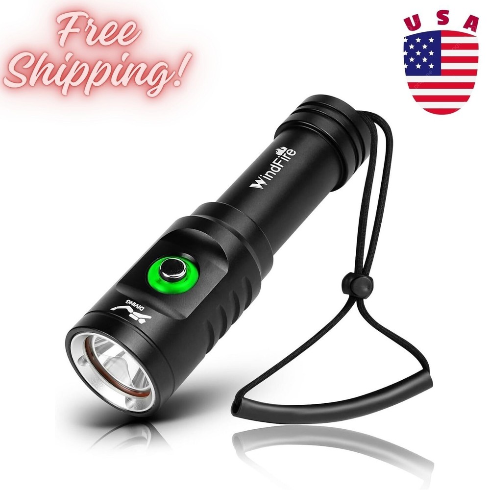 Dive Light Scuba Diving Flashlight, Super Bright Rechargeable Waterproof Torch