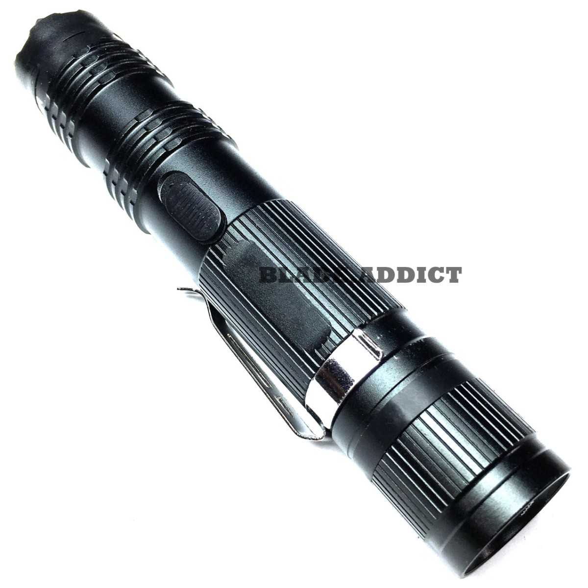 ALL BLACK Metal MILITARY Stun Gun 260 Million Volt Rechargeable LED Flashlight