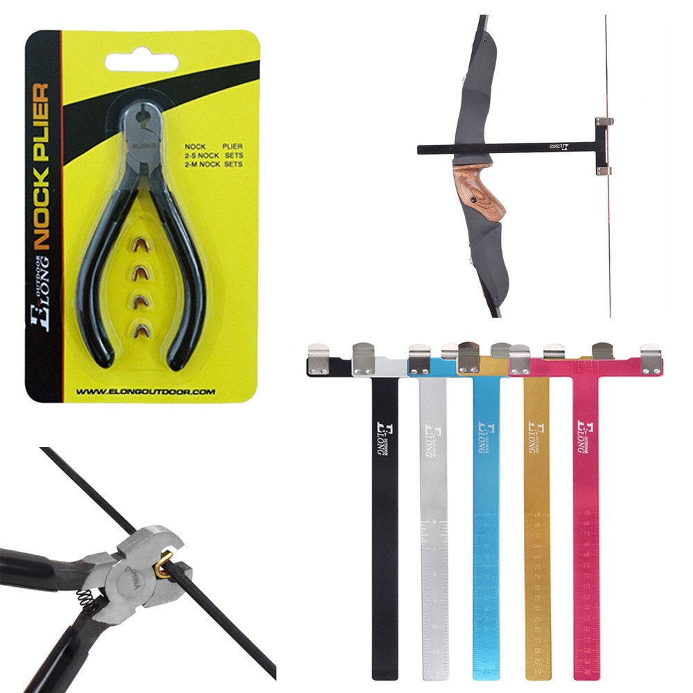 Archery Bowstring Nocking Points, Pliers, T Shape Ruler Bow Square Tools Set NEW