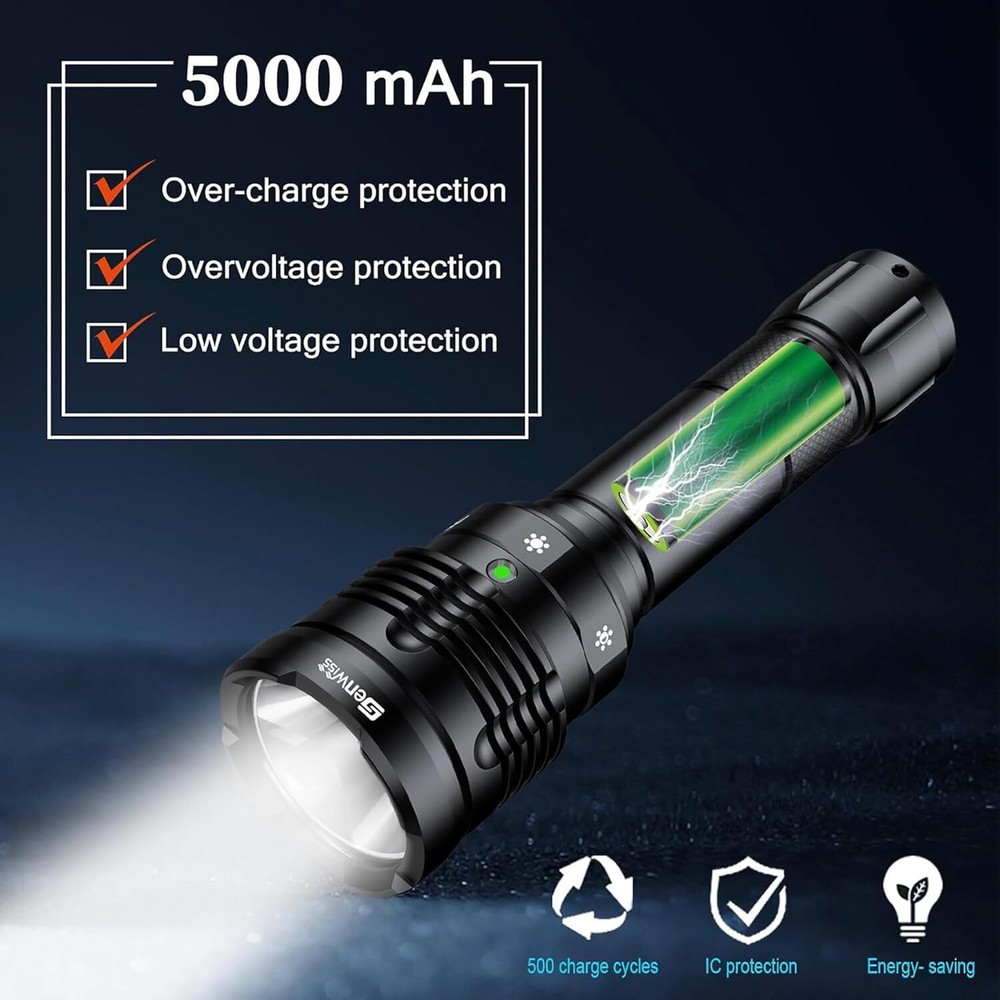 Dive Light 2000 Lumen Waterproof Flashlight with 5 Modes, Underwater Flashlight