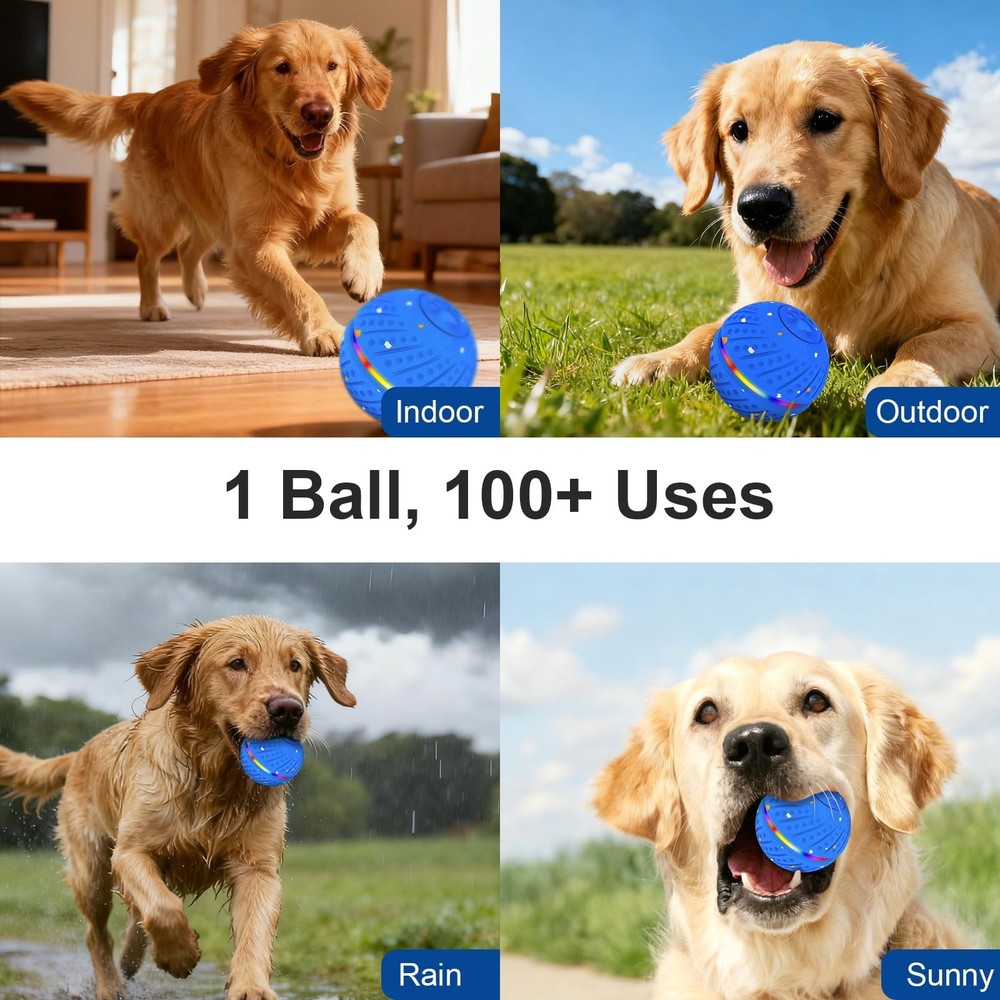 Auto Moving Interactive Dog Toy Ball, Smart Bouncing Rolling Ball 3 Modes USB