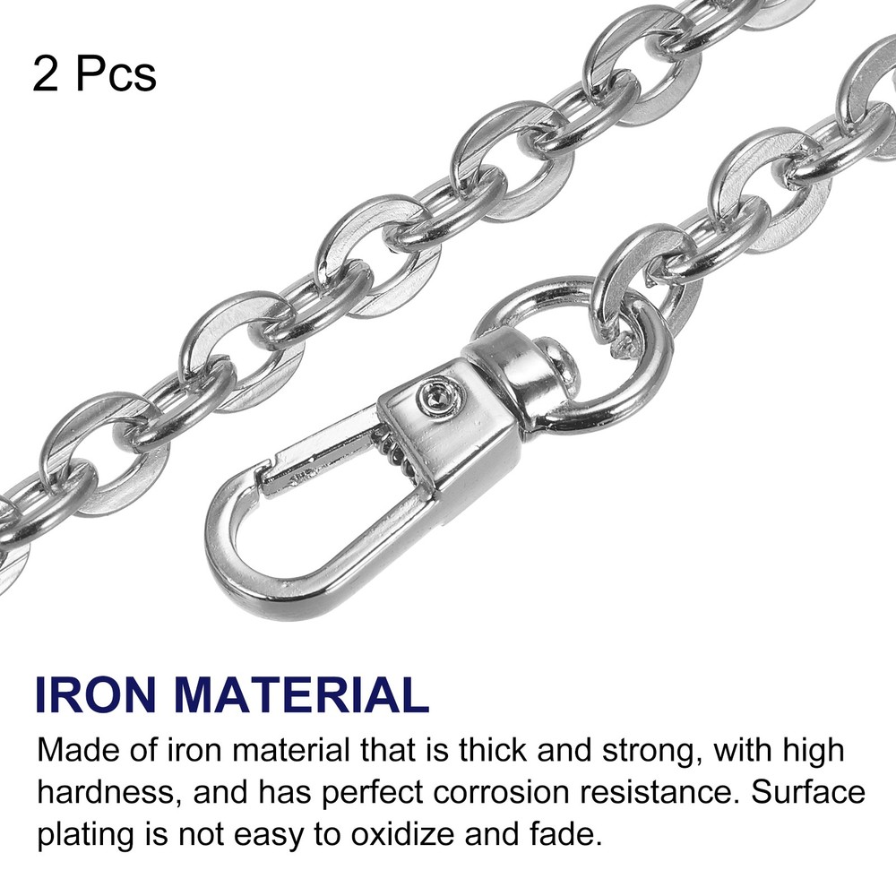 16"x0.24" Purse Chain Strap 2Pcs Purse Handle Shoulder Replacement Strap(Silver)