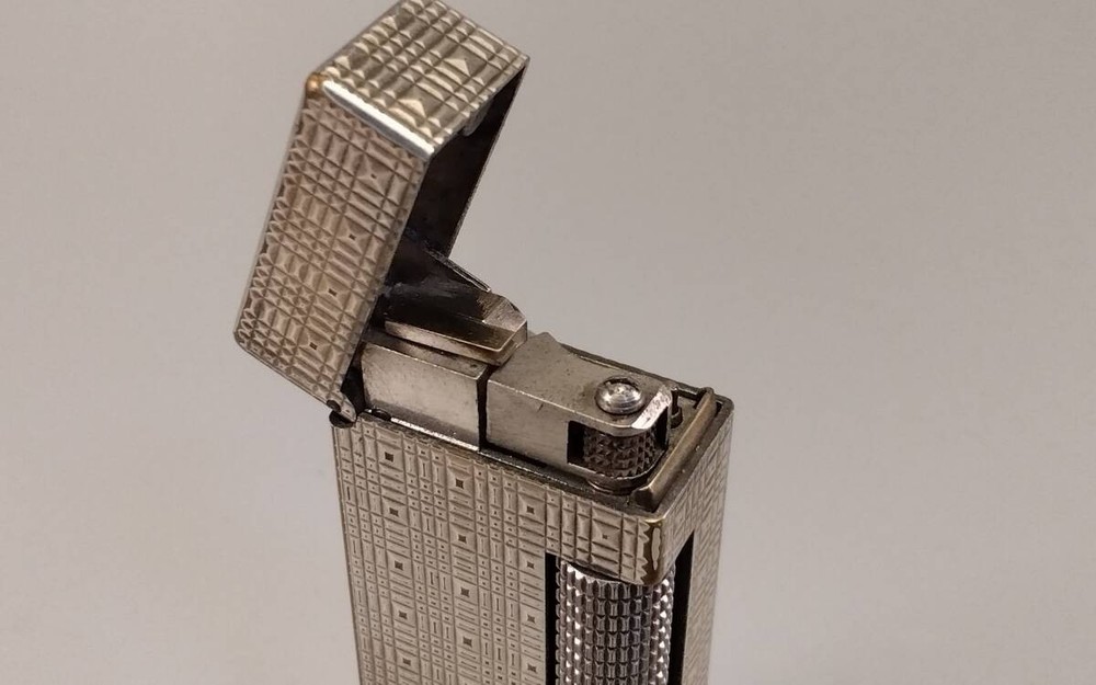 Dunhill Rollagas Lighter Silver Square Fully Operated Boxed