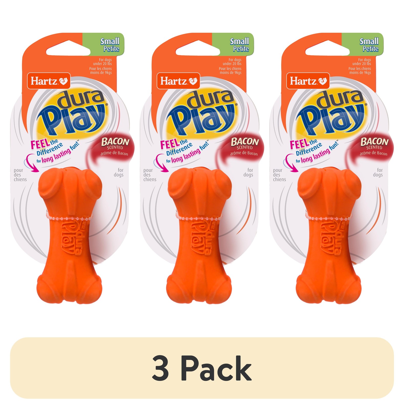3 pack Dura Play Soft Dog Bone Toy Gentle Chewers Latex Assorted Colors