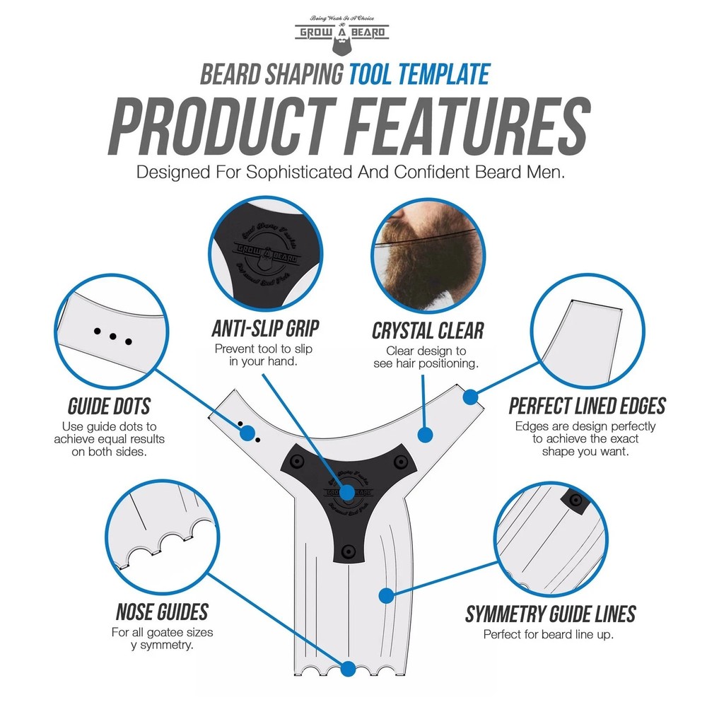 Beard Shaper & Shaping Tool for Men, Lineup Guide Template, Perfect Styling and