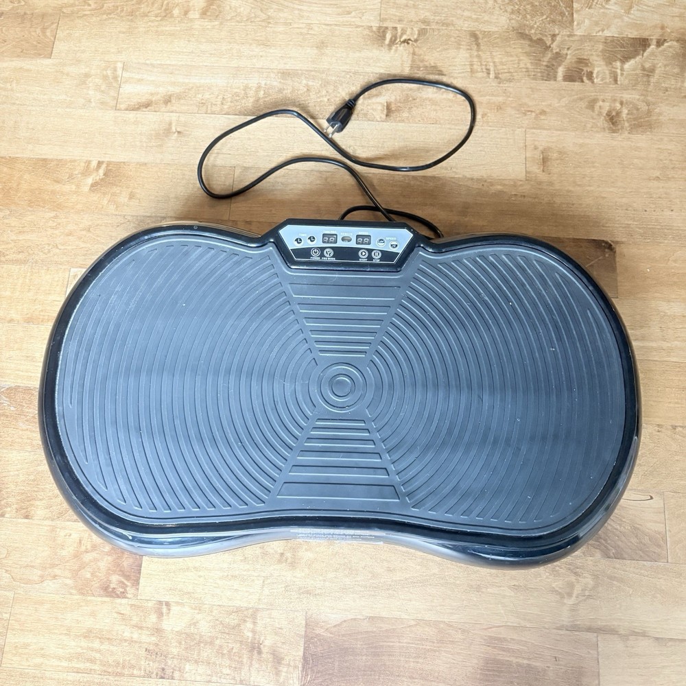 Black Vibration Plate Exercise Machine. Full-Body Vibrating Platform with Resist