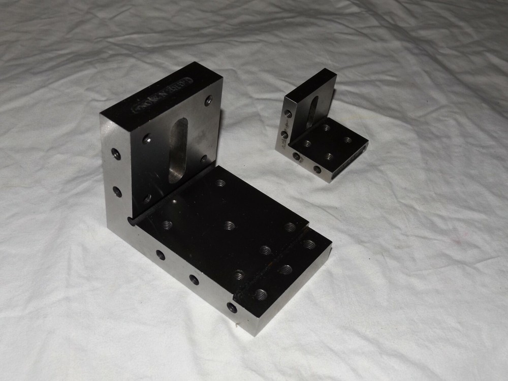 2 Angle Blocks with Threaded Holes Precision Machinist Hardened Angle Plates