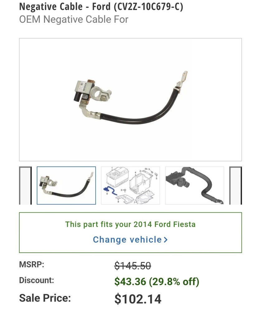 Genuine Ford Negative Cable CV2Z10C679C