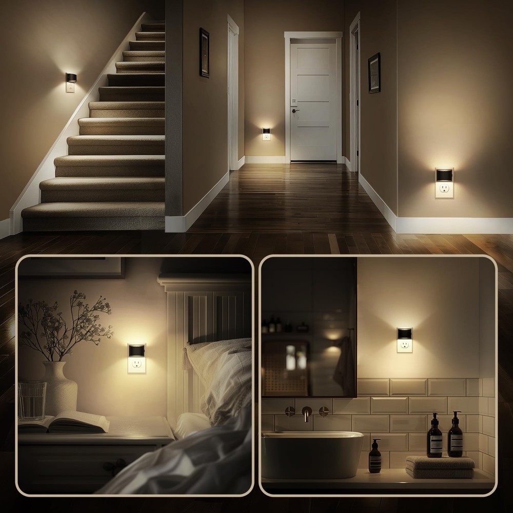 2Pack LED Plug In Night Light Dusk to Dawn Sensor Adjustable Brightness LED Set