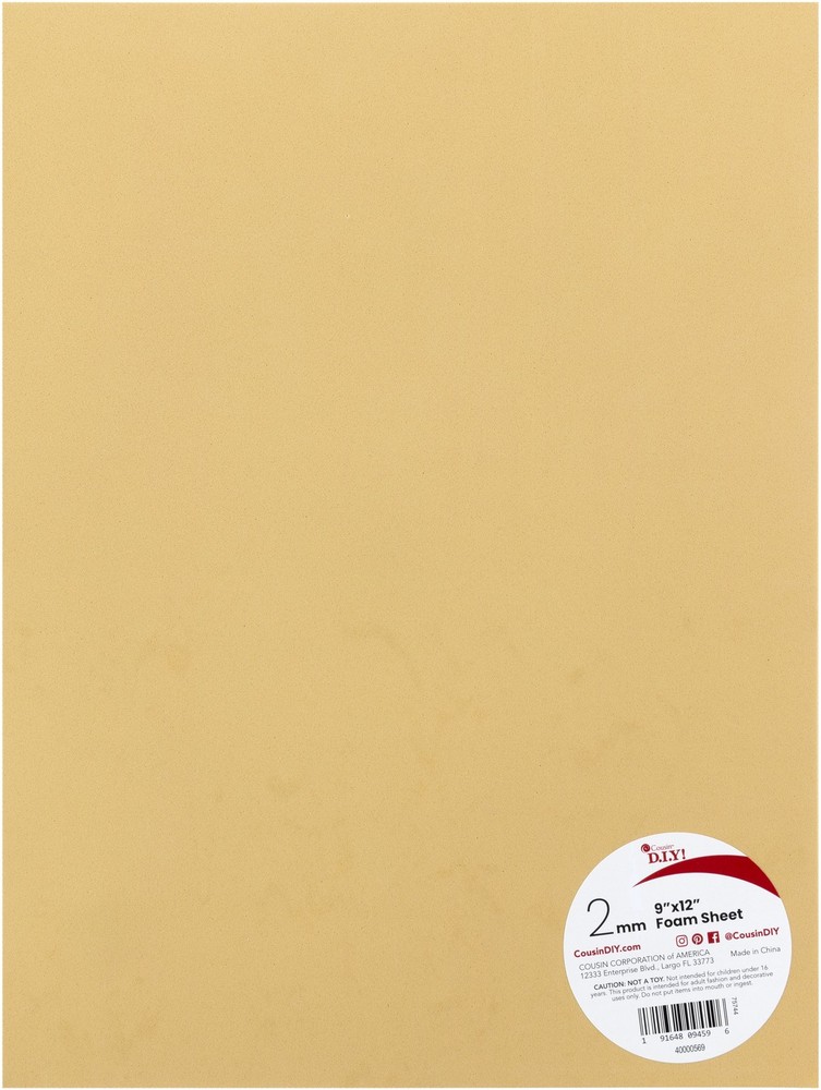 CousinDIY Foam Sheet 9"X12" 2mm-Light Tan - 20 Pack