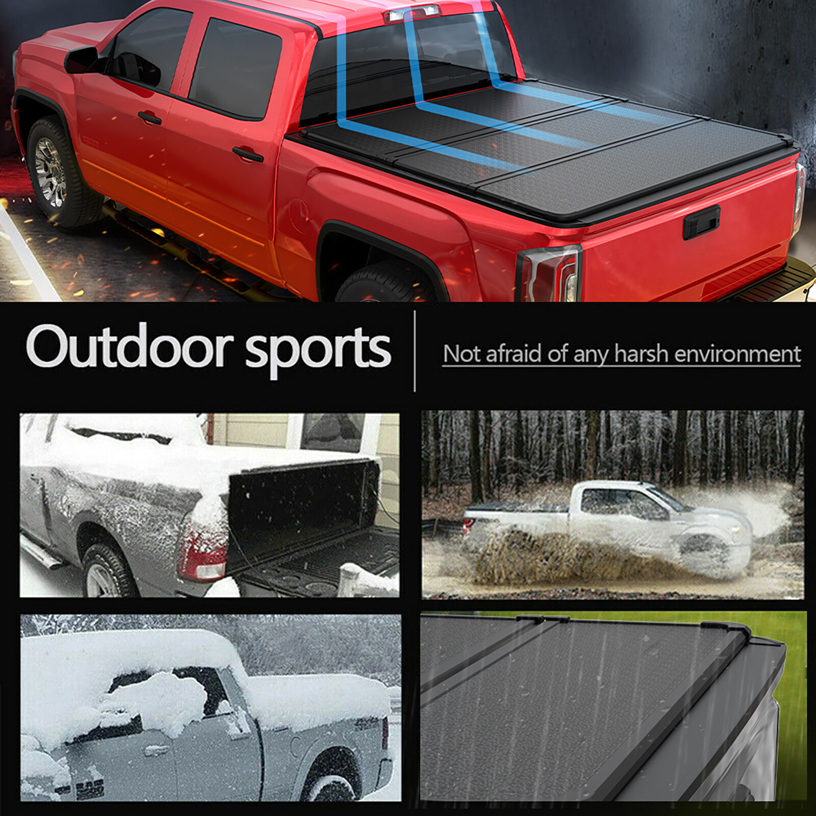 5FT 3-Fold Hard Tonneau Cover For 2015-2023 Chevy Colorado GMC Canyon Truck Bed
