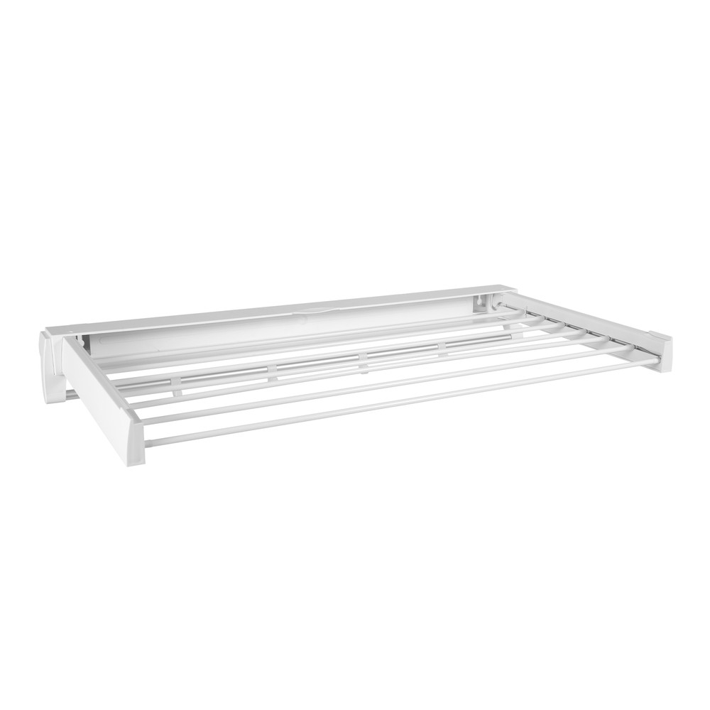 Wall-mount Laundry Clothes Storage Drying Rack White Retractable Dryer Hanger