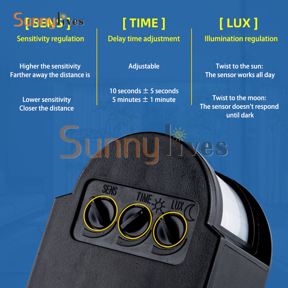 DC12V/24V Motion Sensor Infrared PIR Movement Detector Sensor Light Switch US