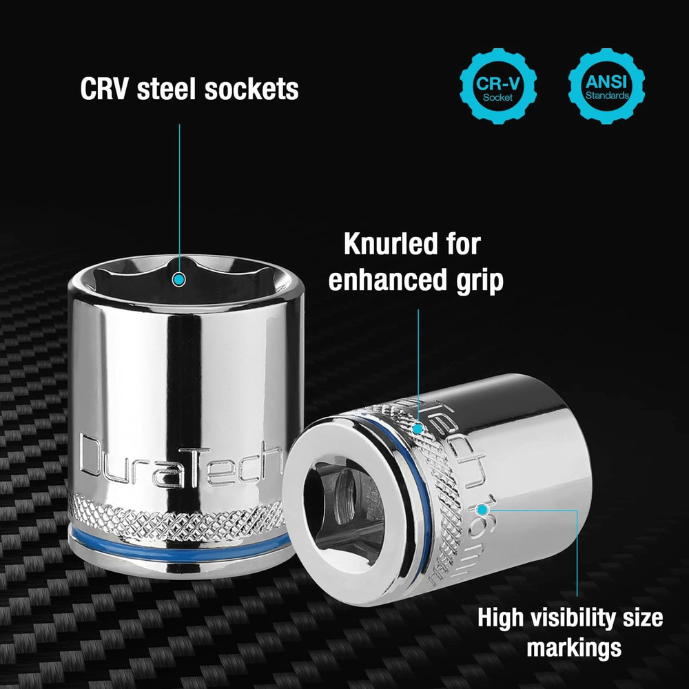 3/8" Drive Socket Set, Metric Socket Set 10PCS, Mechanic Metric Socket Sets with