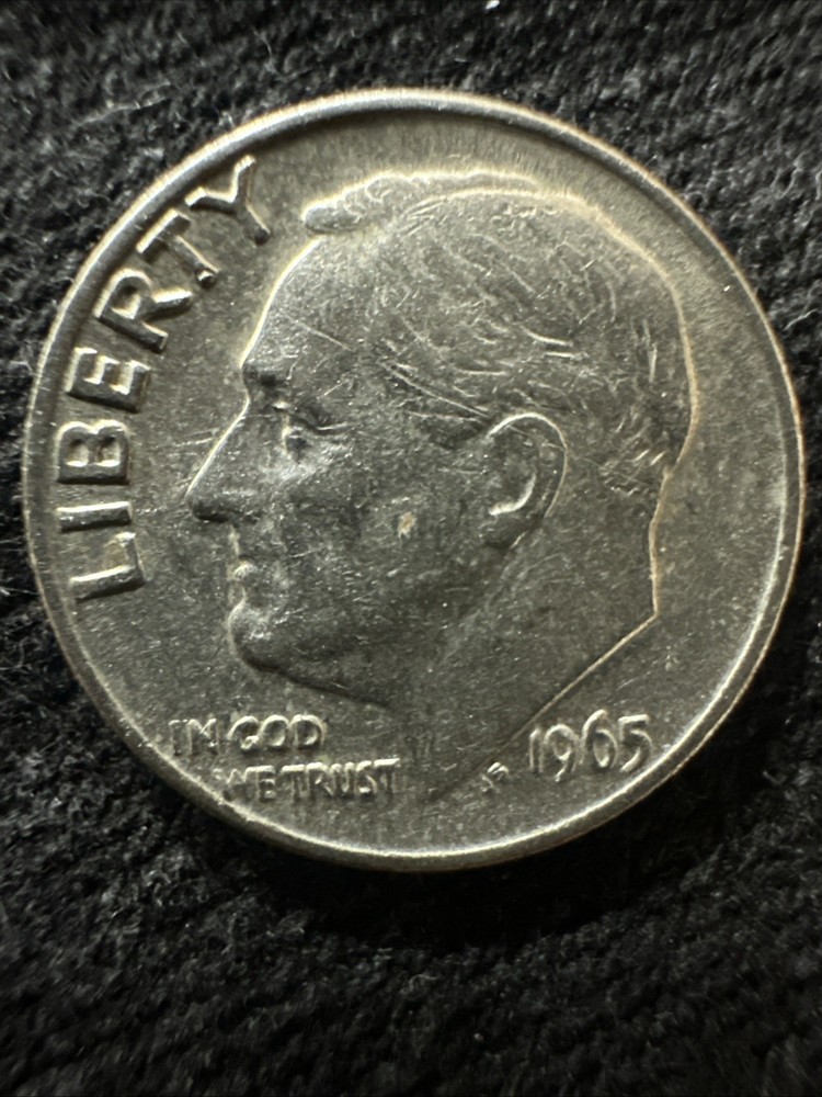 ERROR! RARE! 1965 D Roosevelt Dime Struck On wrong Planchet! Full Bands Reverse