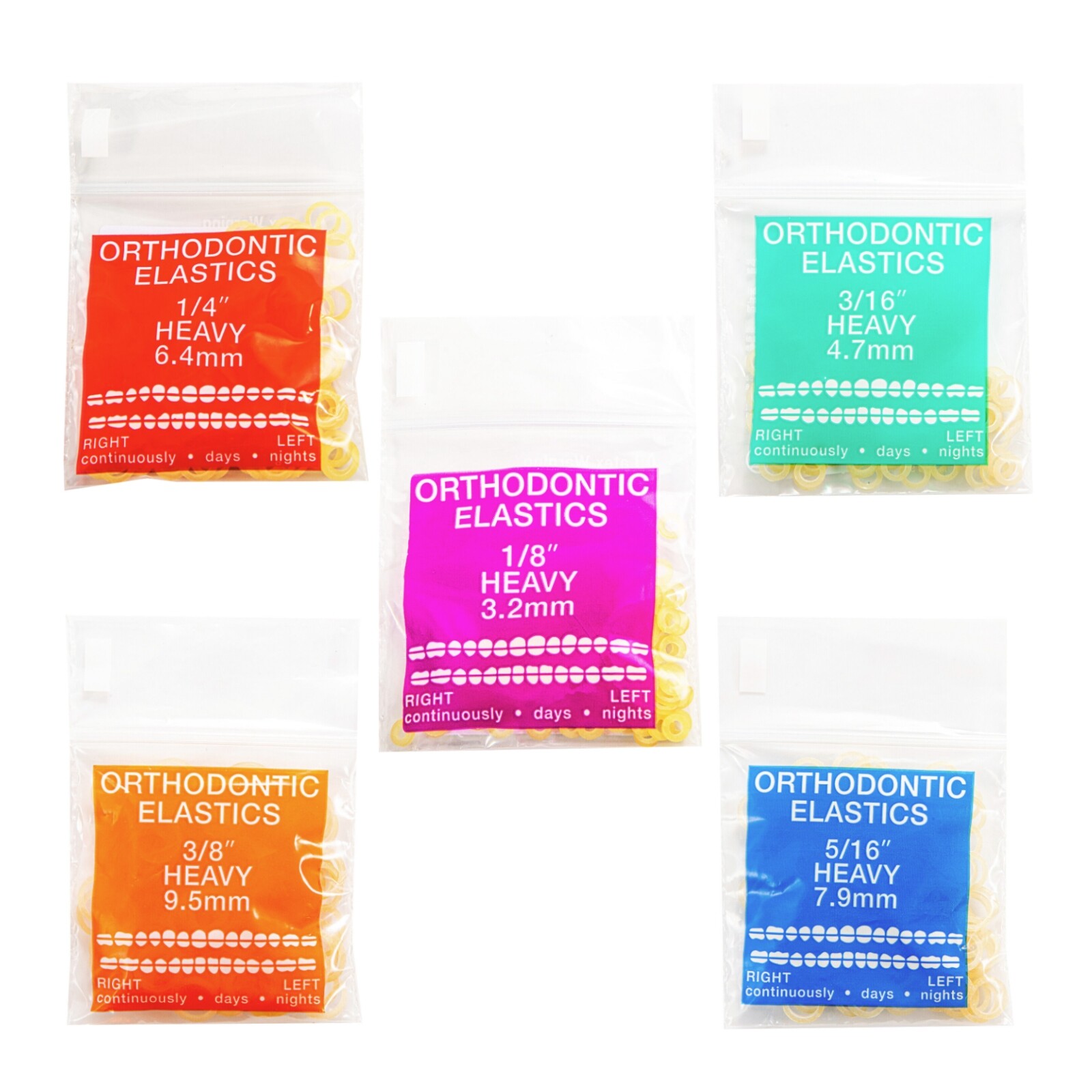 JMU Dental Orthodontic Elastics Intraoral Elastic Bands Latex Braces 100pcs/pk